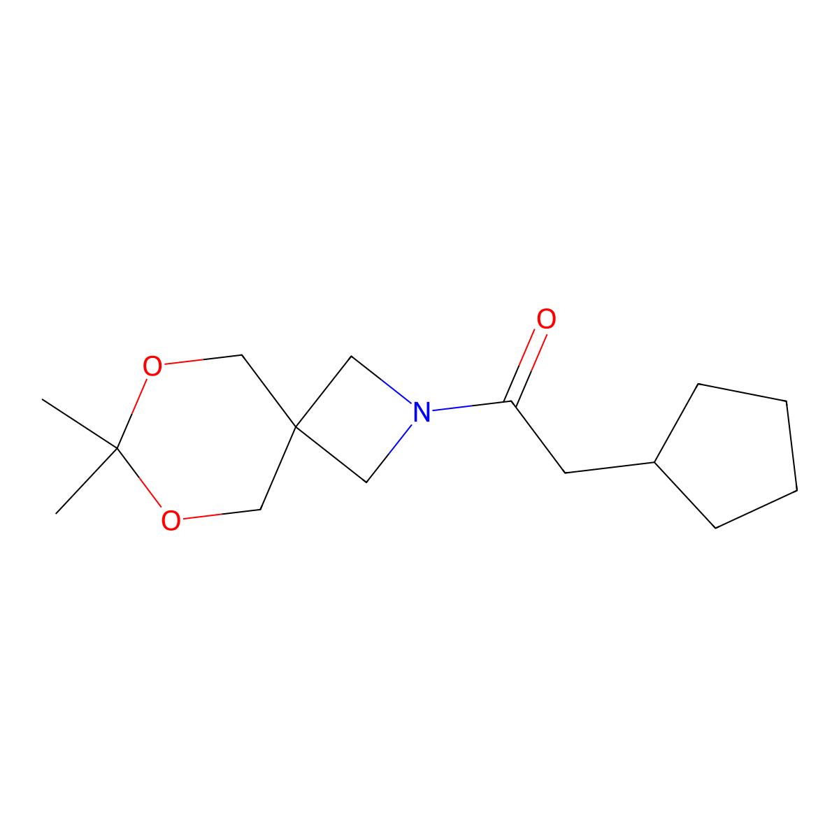 2-Cyclopentyl-1-{7,7-dimethyl-6,8-dioxa-2-azaspiro[3.5]nonan-2-yl}ethan-1-one molecular structure, CAS 1396872-18-6
