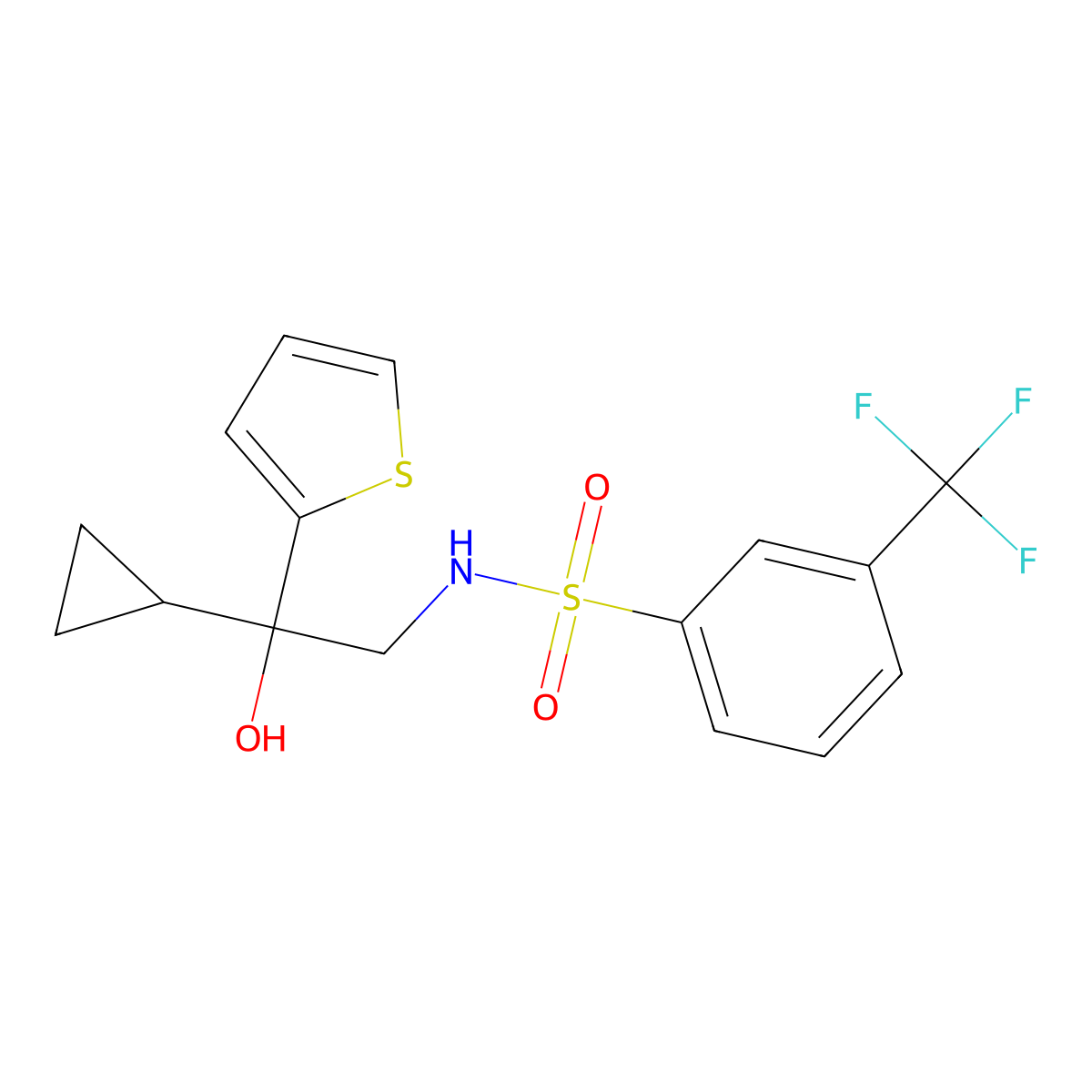 N-(2-cyclopropyl-2-hydroxy-2-(thiophen-2-yl)ethyl)-3-(trifluoromethyl)benzenesulfonamide molecular structure, CAS 1396872-24-4