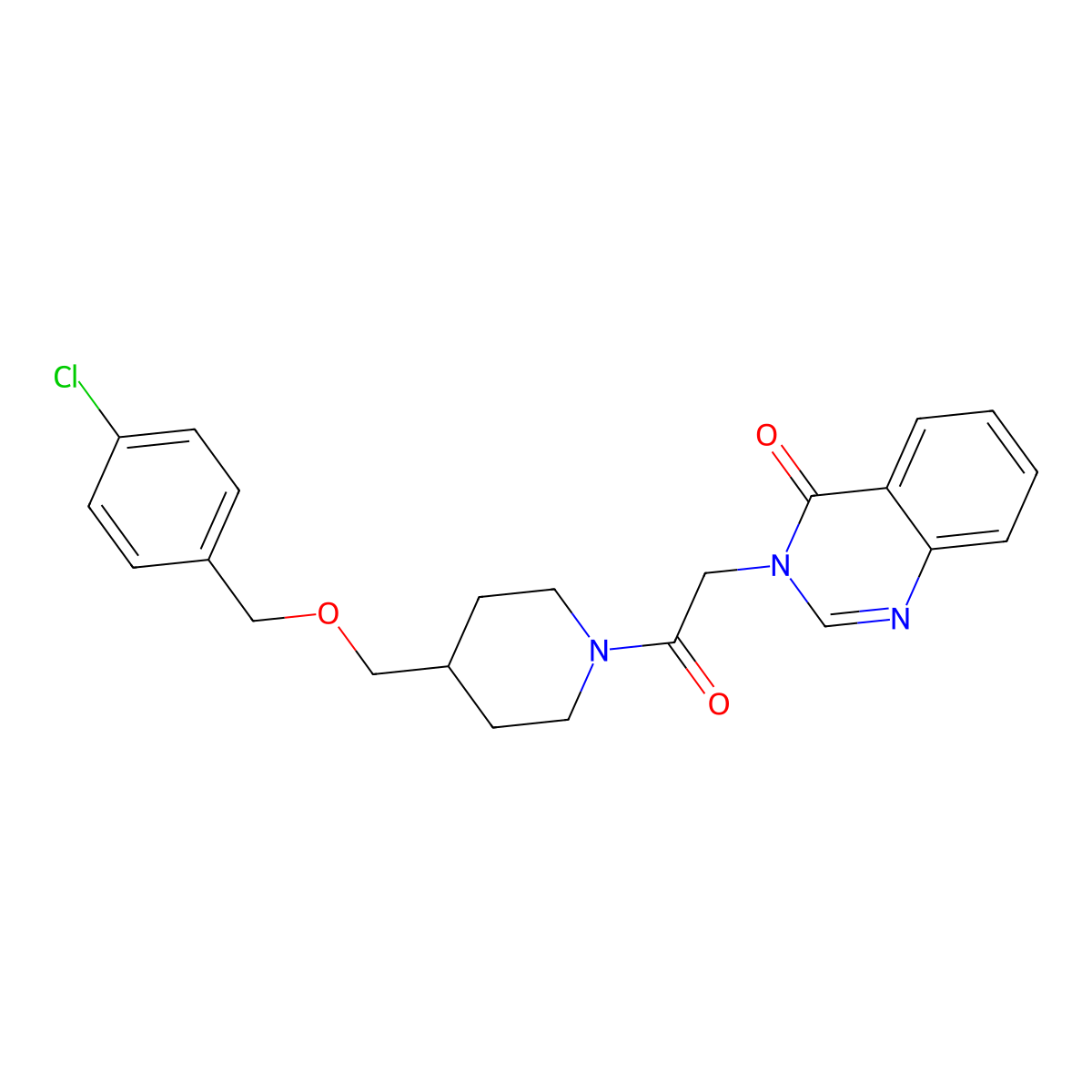 3-(2-(4-(((4-chlorobenzyl)oxy)methyl)piperidin-1-yl)-2-oxoethyl)quinazolin-4(3H)-one molecular structure, CAS 1396872-30-2