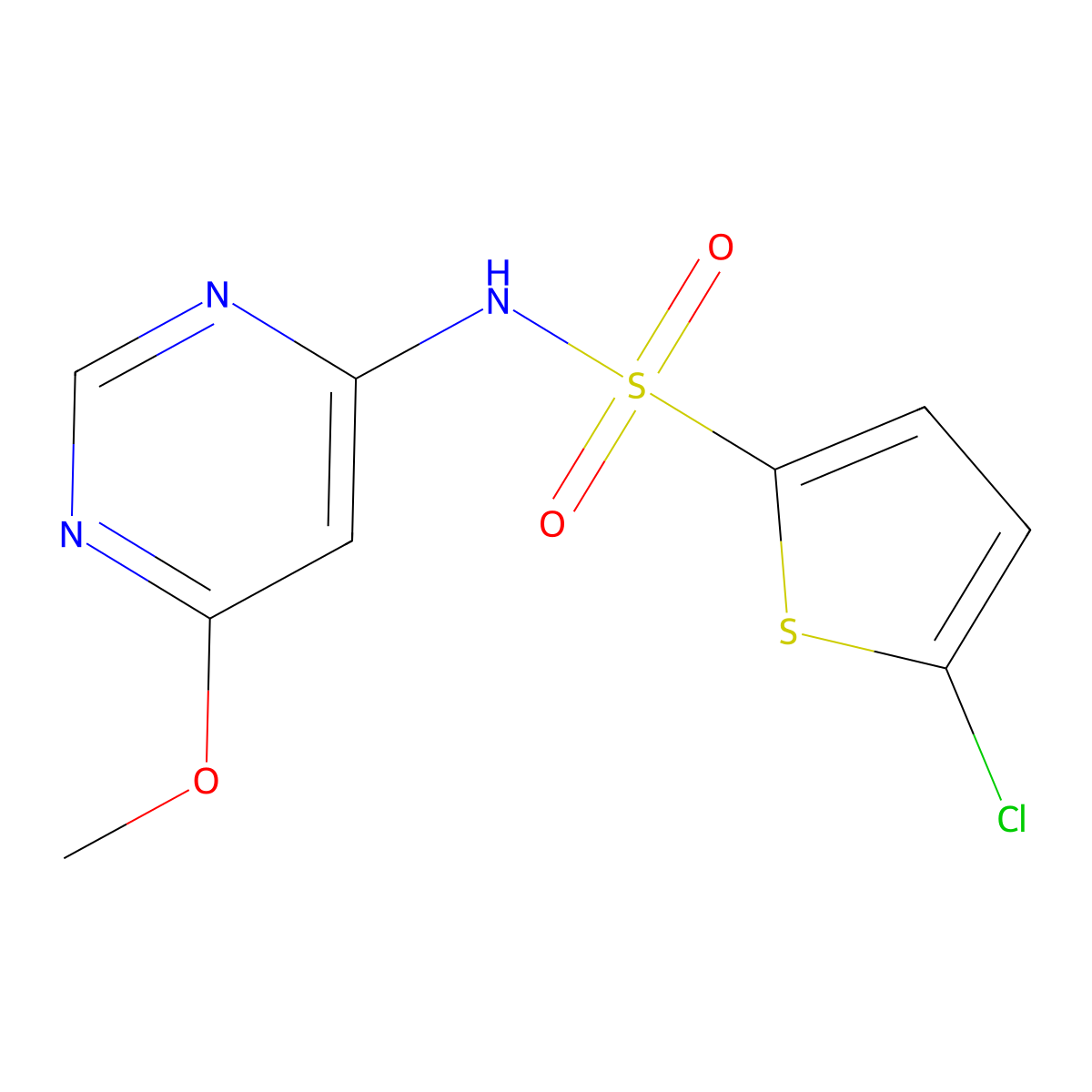 5-chloro-N-(6-methoxypyrimidin-4-yl)thiophene-2-sulfonamide molecular structure, CAS 1396872-31-3