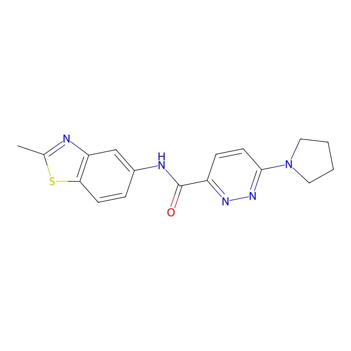 N-(2-methylbenzo[d]thiazol-5-yl)-6-(pyrrolidin-1-yl)pyridazine-3-carboxamide molecular structure, CAS 1396872-32-4