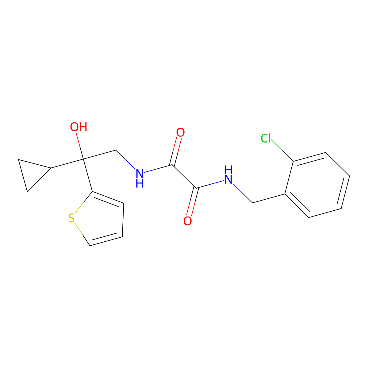 N1-(2-chlorobenzyl)-N2-(2-cyclopropyl-2-hydroxy-2-(thiophen-2-yl)ethyl)oxalamide molecular structure, CAS 1396872-33-5