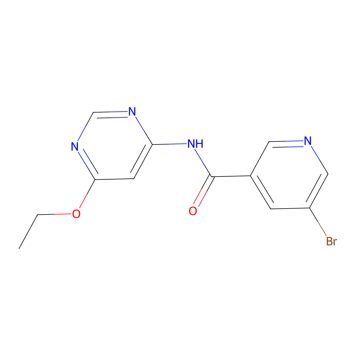 5-bromo-N-(6-ethoxypyrimidin-4-yl)nicotinamide molecular structure, CAS 1396872-38-0