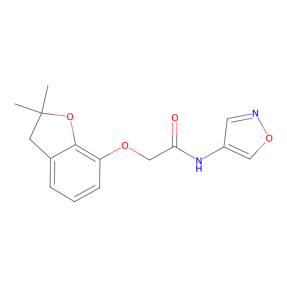 2-((2,2-dimethyl-2,3-dihydrobenzofuran-7-yl)oxy)-N-(isoxazol-4-yl)acetamide molecular structure, CAS 1396872-44-8