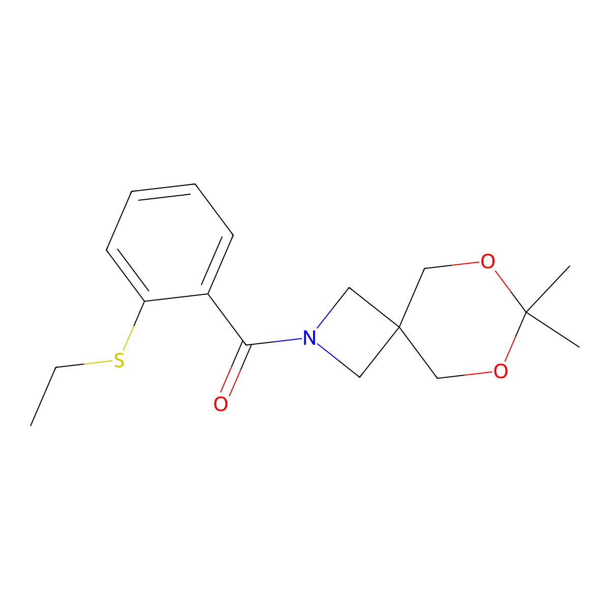 (7,7-Dimethyl-6,8-dioxa-2-azaspiro[3.5]nonan-2-yl)(2-(ethylthio)phenyl)methanone molecular structure, CAS 1396872-45-9