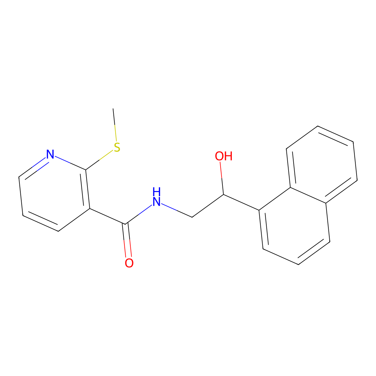 N-(2-hydroxy-2-(naphthalen-1-yl)ethyl)-2-(methylthio)nicotinamide molecular structure, CAS 1396872-51-7