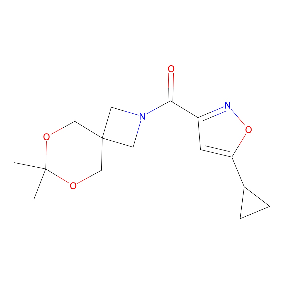 (5-Cyclopropylisoxazol-3-yl)(7,7-dimethyl-6,8-dioxa-2-azaspiro[3.5]nonan-2-yl)methanone molecular structure, CAS 1396872-54-0