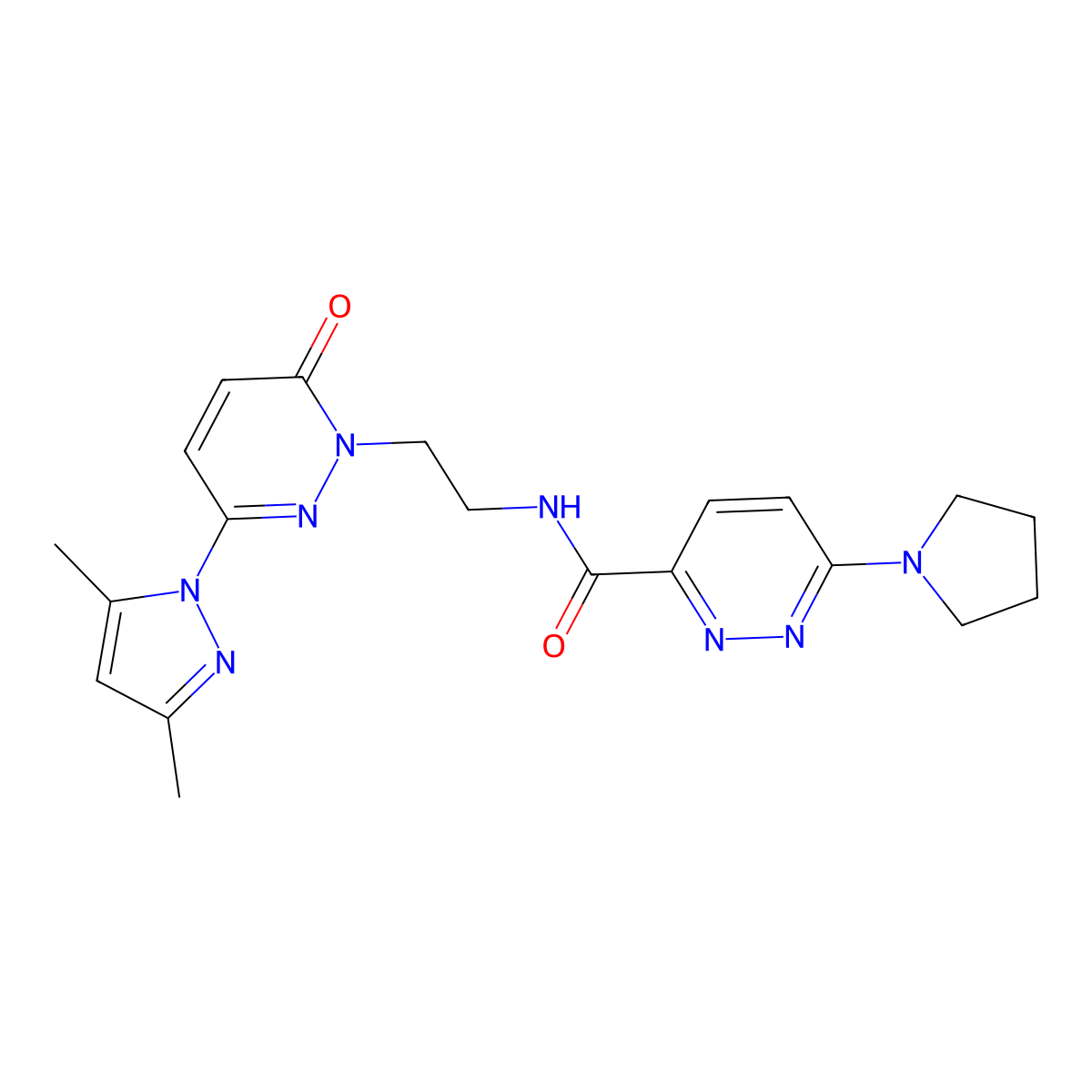 N-(2-(3-(3,5-dimethyl-1H-pyrazol-1-yl)-6-oxopyridazin-1(6H)-yl)ethyl)-6-(pyrrolidin-1-yl)pyridazine-3-carboxamide molecular structure, CAS 1396872-56-2