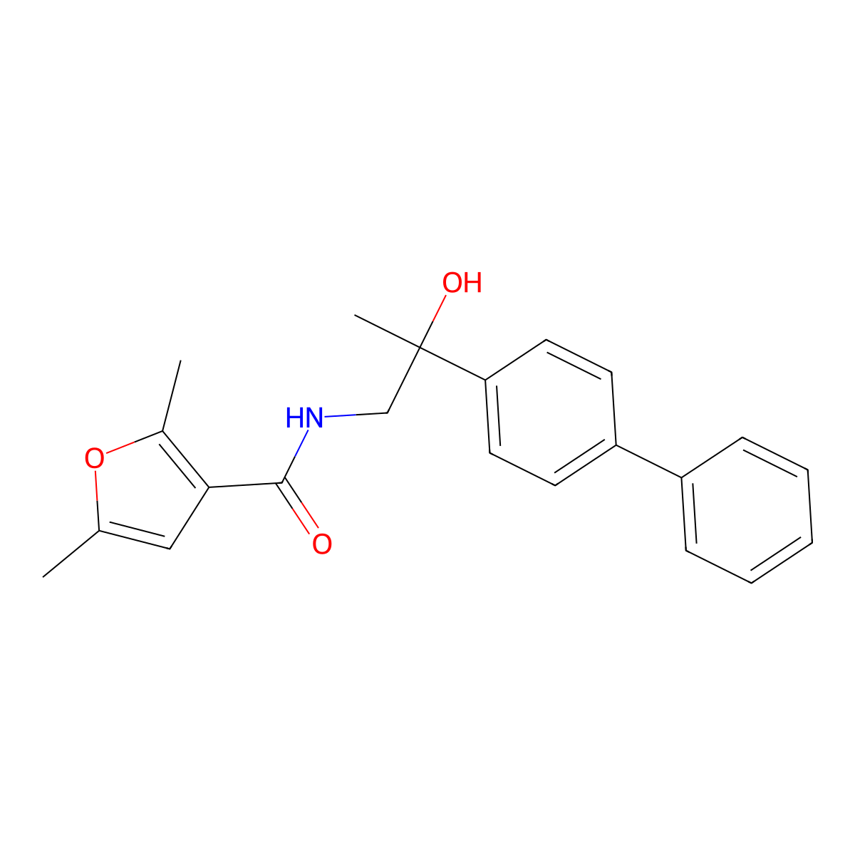 N-(2-([1,1'-biphenyl]-4-yl)-2-hydroxypropyl)-2,5-dimethylfuran-3-carboxamide molecular structure, CAS 1396872-57-3