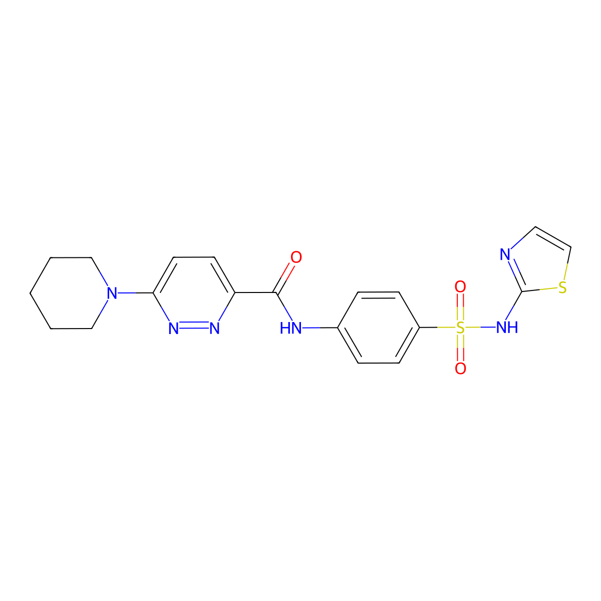 6-(piperidin-1-yl)-N-(4-(N-(thiazol-2-yl)sulfamoyl)phenyl)pyridazine-3-carboxamide molecular structure, CAS 1396872-64-2