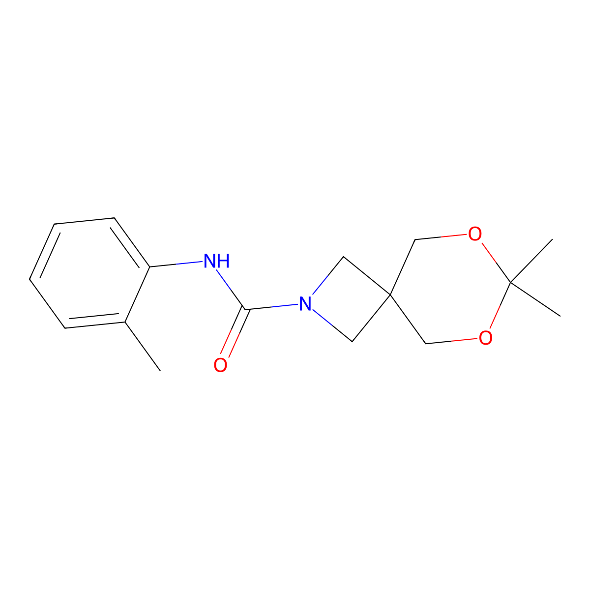 7,7-dimethyl-N-(o-tolyl)-6,8-dioxa-2-azaspiro[3.5]nonane-2-carboxamide molecular structure, CAS 1396872-71-1