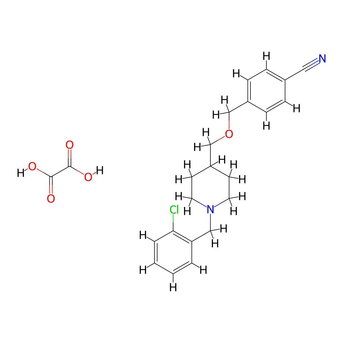 4-(((1-(2-Chlorobenzyl)piperidin-4-yl)methoxy)methyl)benzonitrile oxalate molecular structure, CAS 1396872-80-2