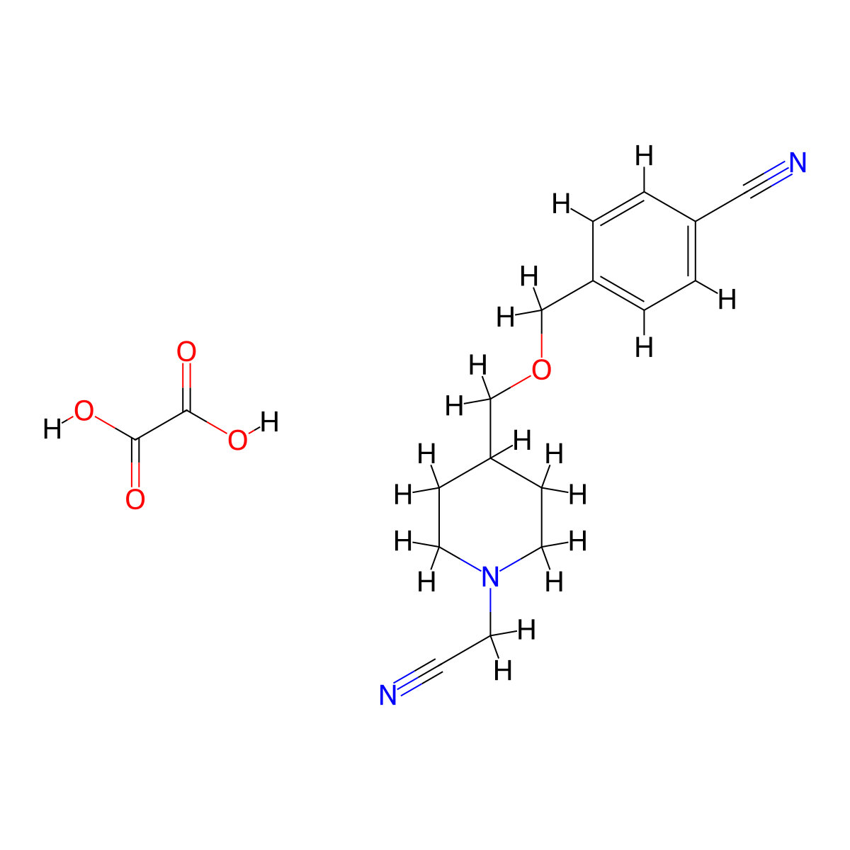 4-(((1-(Cyanomethyl)piperidin-4-yl)methoxy)methyl)benzonitrile oxalate molecular structure, CAS 1396872-90-4