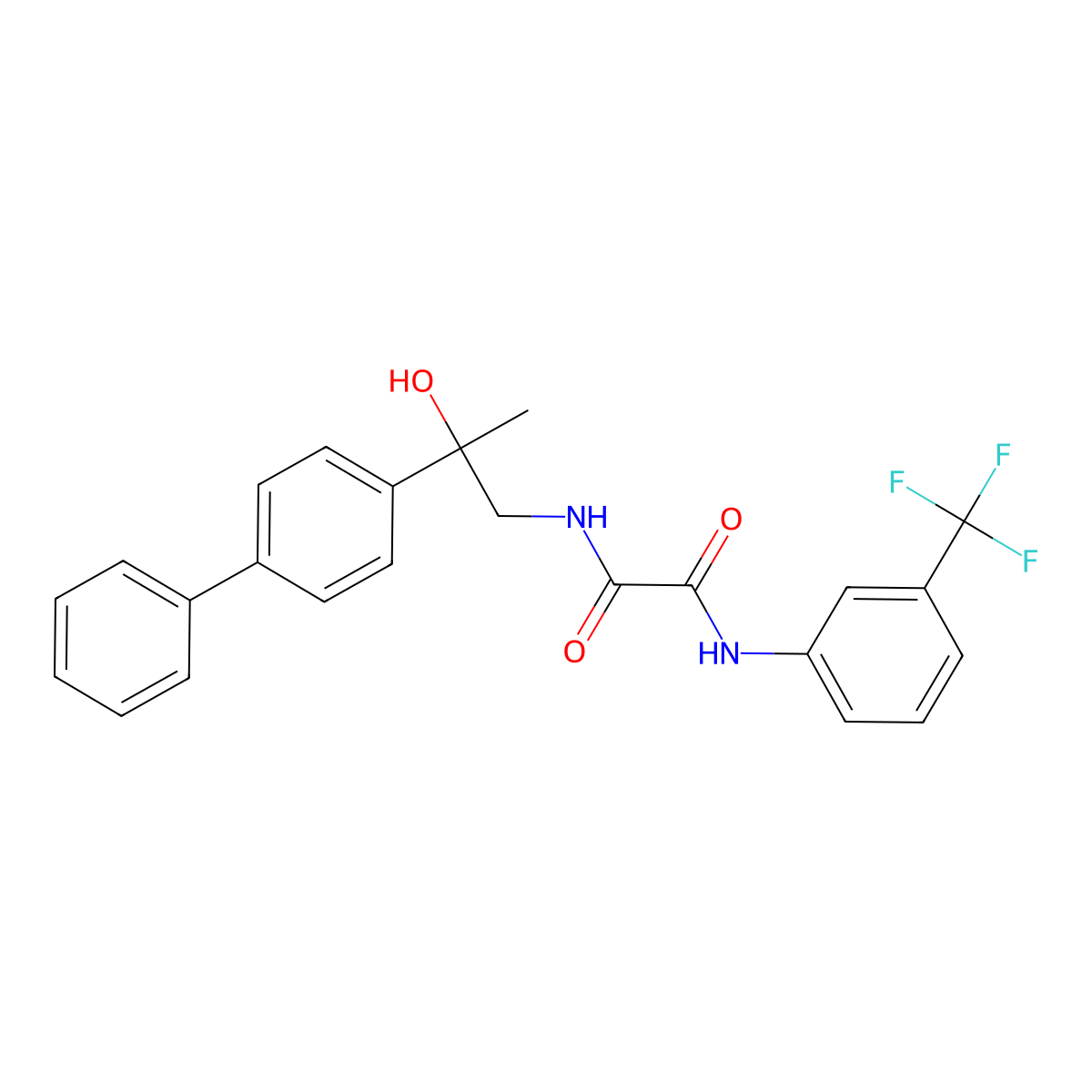 N1-(2-([1,1'-biphenyl]-4-yl)-2-hydroxypropyl)-N2-(3-(trifluoromethyl)phenyl)oxalamide molecular structure, CAS 1396872-94-8