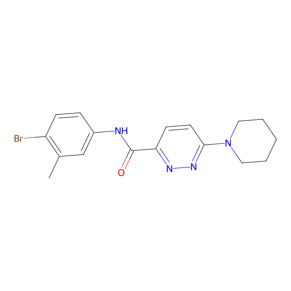 N-(4-bromo-3-methylphenyl)-6-(piperidin-1-yl)pyridazine-3-carboxamide molecular structure, CAS 1396872-96-0