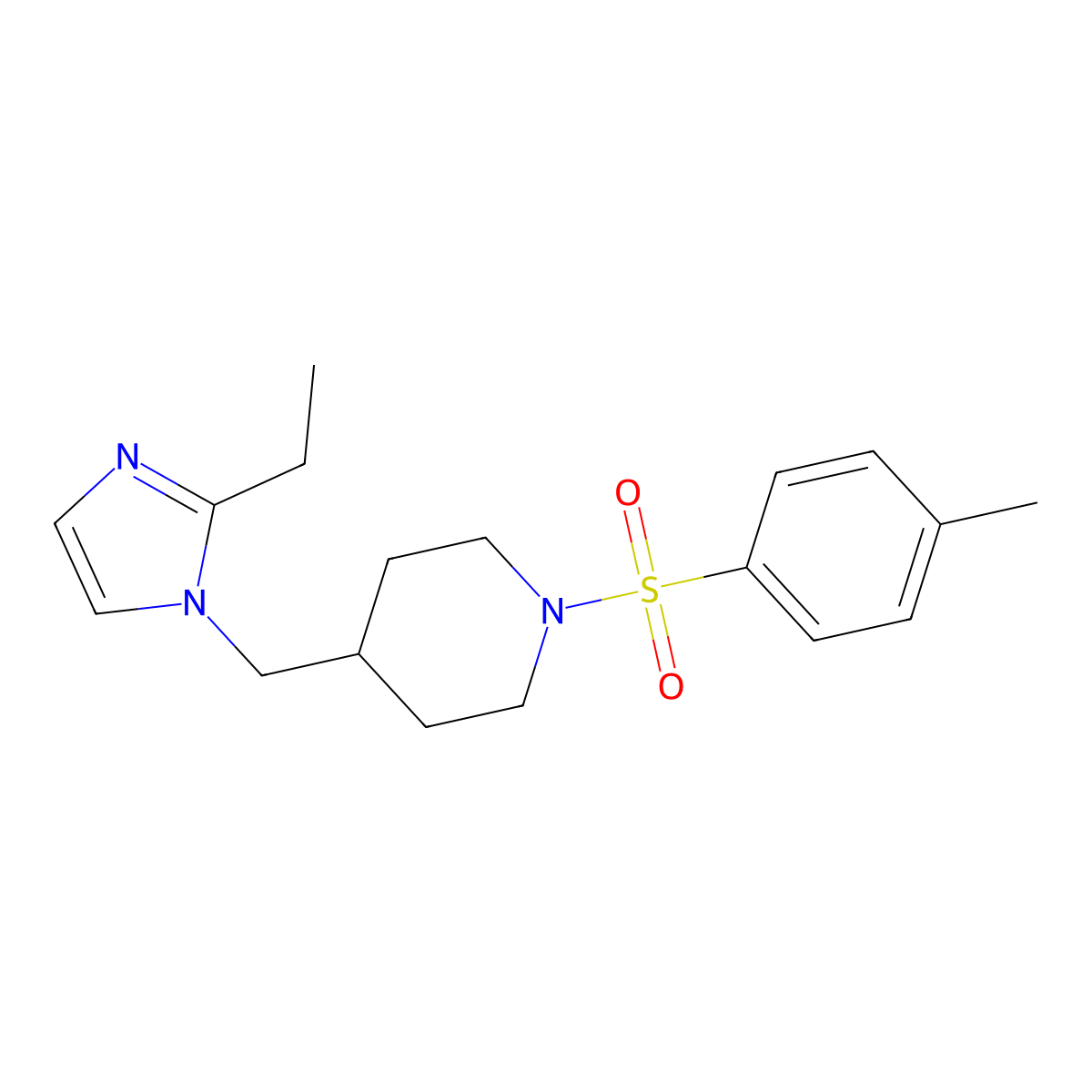 4-((2-ethyl-1H-imidazol-1-yl)methyl)-1-tosylpiperidine molecular structure, CAS 1396873-03-2