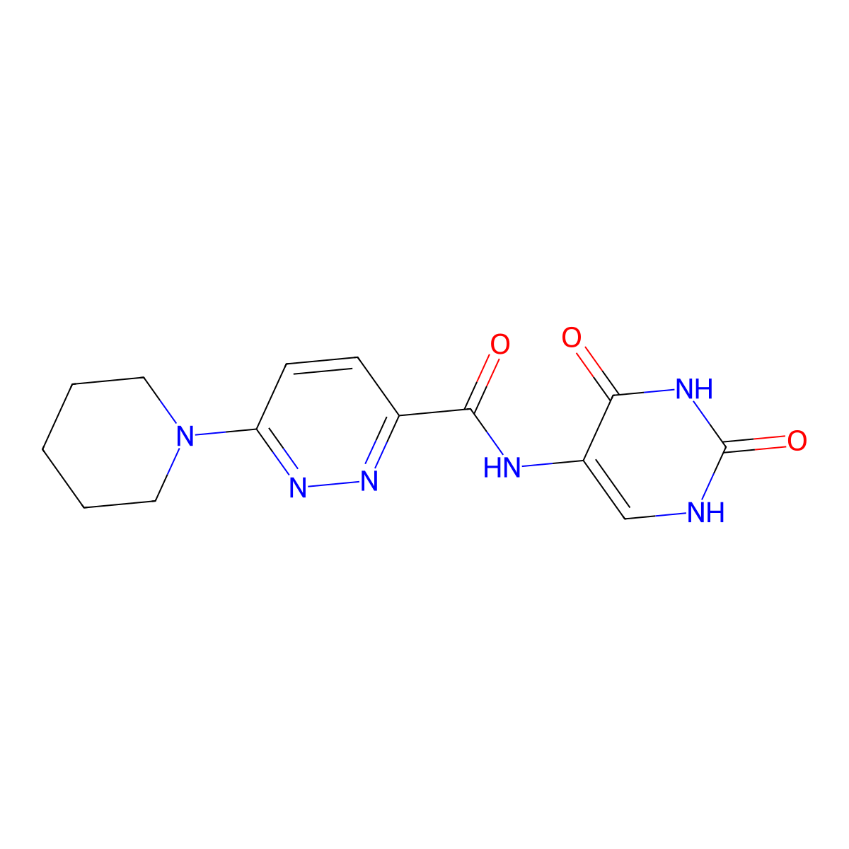 N-(2,4-dioxo-1,2,3,4-tetrahydropyrimidin-5-yl)-6-(piperidin-1-yl)pyridazine-3-carboxamide molecular structure, CAS 1396873-08-7