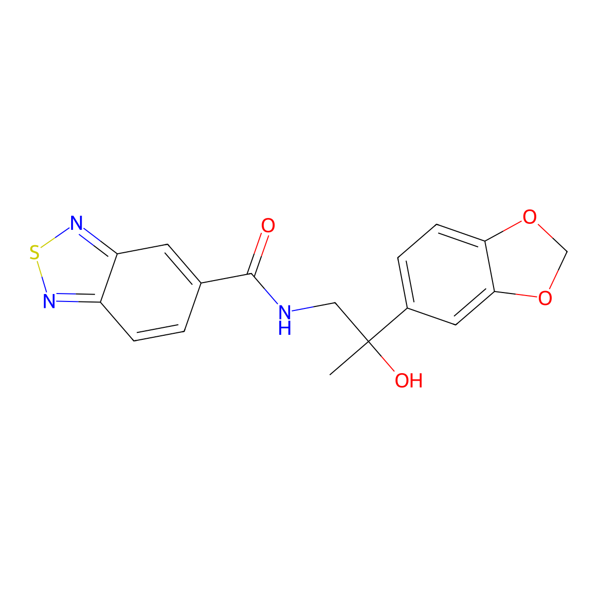 N-(2-(benzo[d][1,3]dioxol-5-yl)-2-hydroxypropyl)benzo[c][1,2,5]thiadiazole-5-carboxamide molecular structure, CAS 1396873-09-8