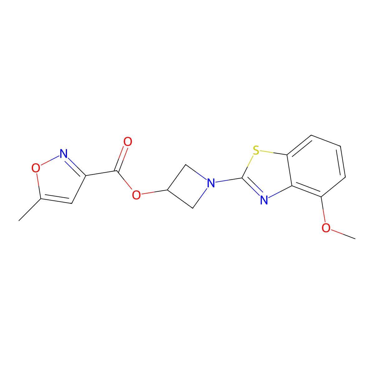 1-(4-Methoxybenzo[d]thiazol-2-yl)azetidin-3-yl 5-methylisoxazole-3-carboxylate molecular structure, CAS 1396873-11-2