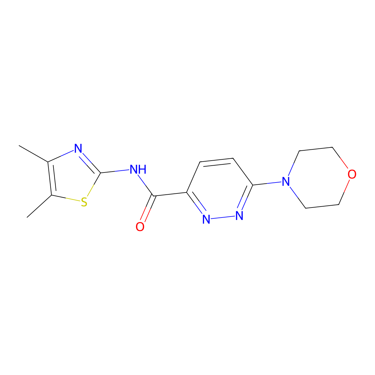 N-(4,5-dimethylthiazol-2-yl)-6-morpholinopyridazine-3-carboxamide molecular structure, CAS 1396873-16-7