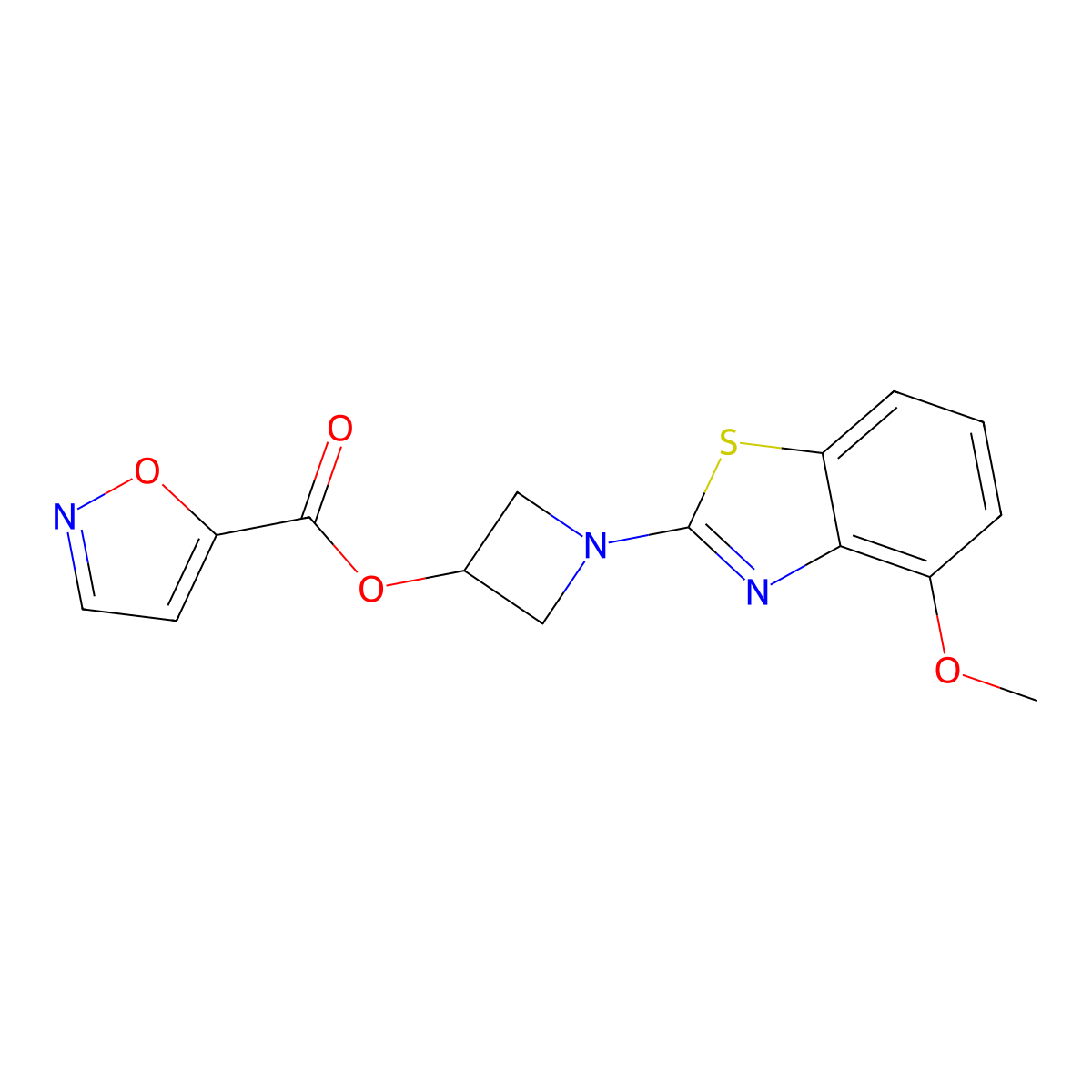 1-(4-Methoxybenzo[d]thiazol-2-yl)azetidin-3-yl isoxazole-5-carboxylate molecular structure, CAS 1396873-26-9