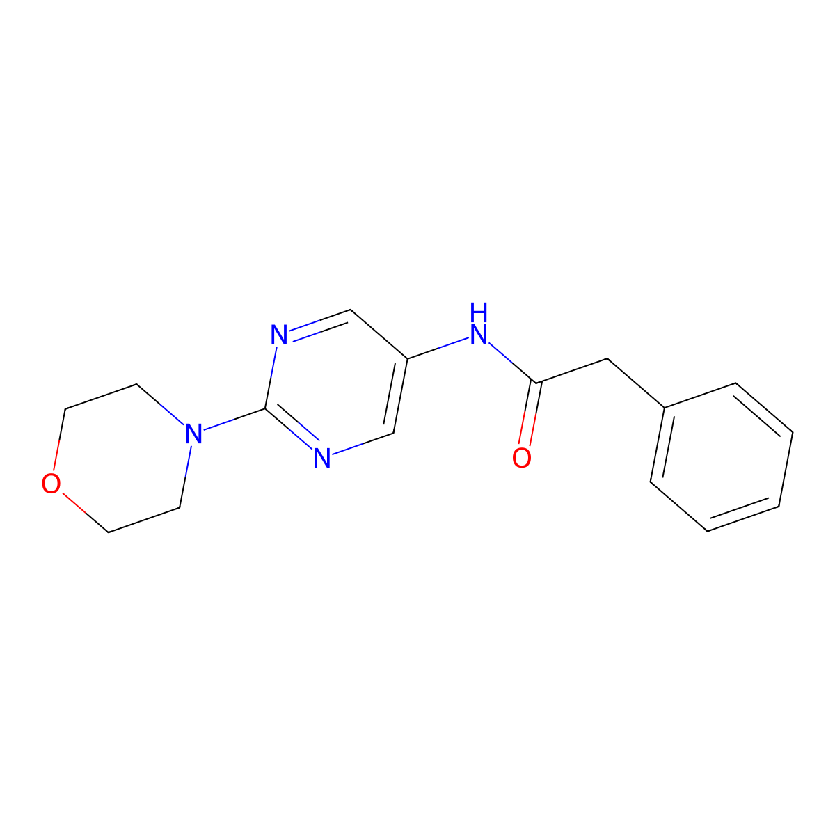 N-(2-morpholinopyrimidin-5-yl)-2-phenylacetamide molecular structure, CAS 1396873-27-0