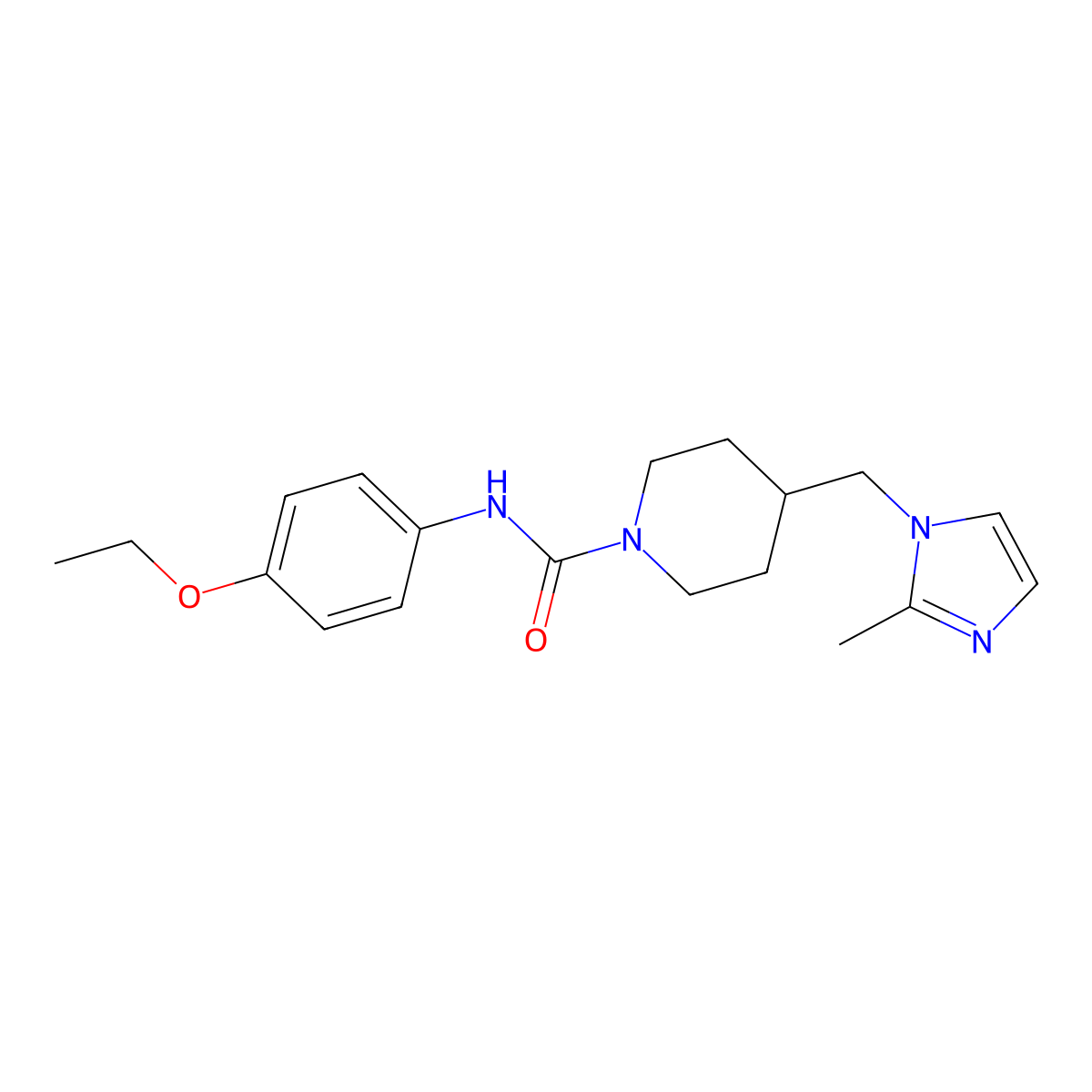 N-(4-ethoxyphenyl)-4-((2-methyl-1H-imidazol-1-yl)methyl)piperidine-1-carboxamide molecular structure, CAS 1396873-28-1