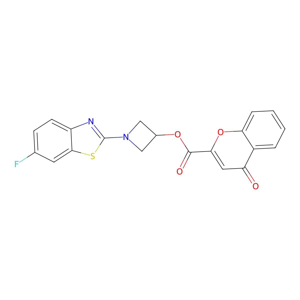 1-(6-fluorobenzo[d]thiazol-2-yl)azetidin-3-yl 4-oxo-4H-chromene-2-carboxylate molecular structure, CAS 1396873-31-6