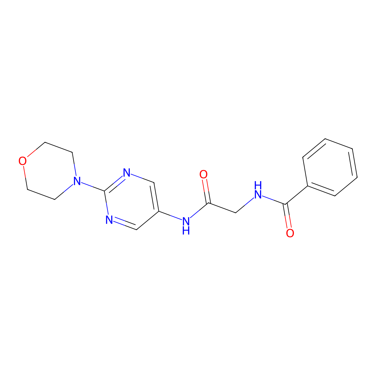 N-(2-((2-morpholinopyrimidin-5-yl)amino)-2-oxoethyl)benzamide molecular structure, CAS 1396873-32-7