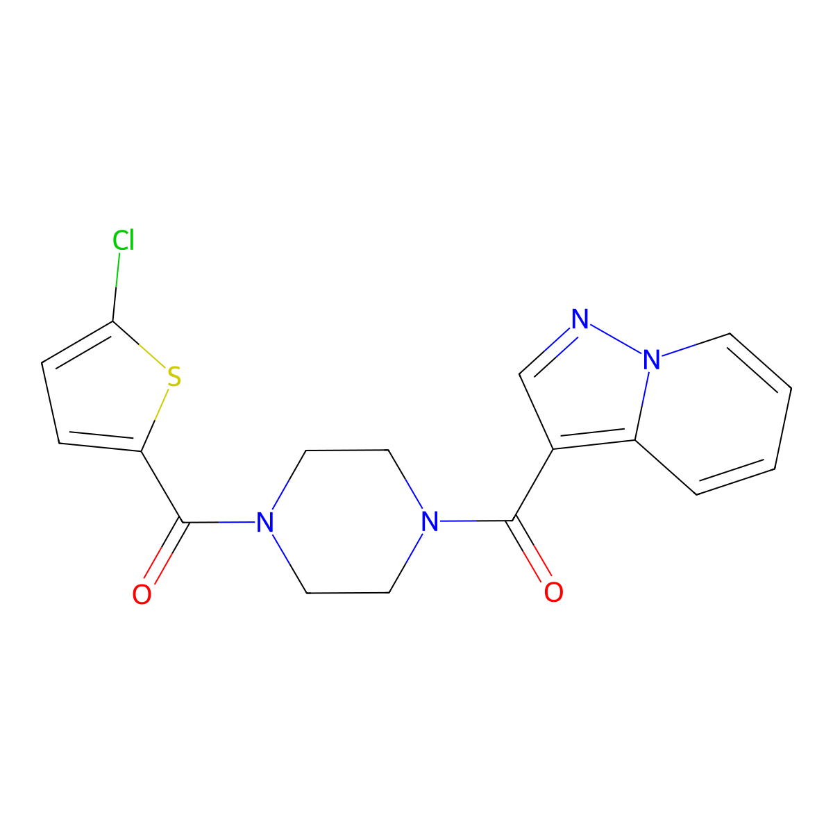 (5-Chlorothiophen-2-yl)(4-(pyrazolo[1,5-a]pyridine-3-carbonyl)piperazin-1-yl)methanone molecular structure, CAS 1396873-36-1