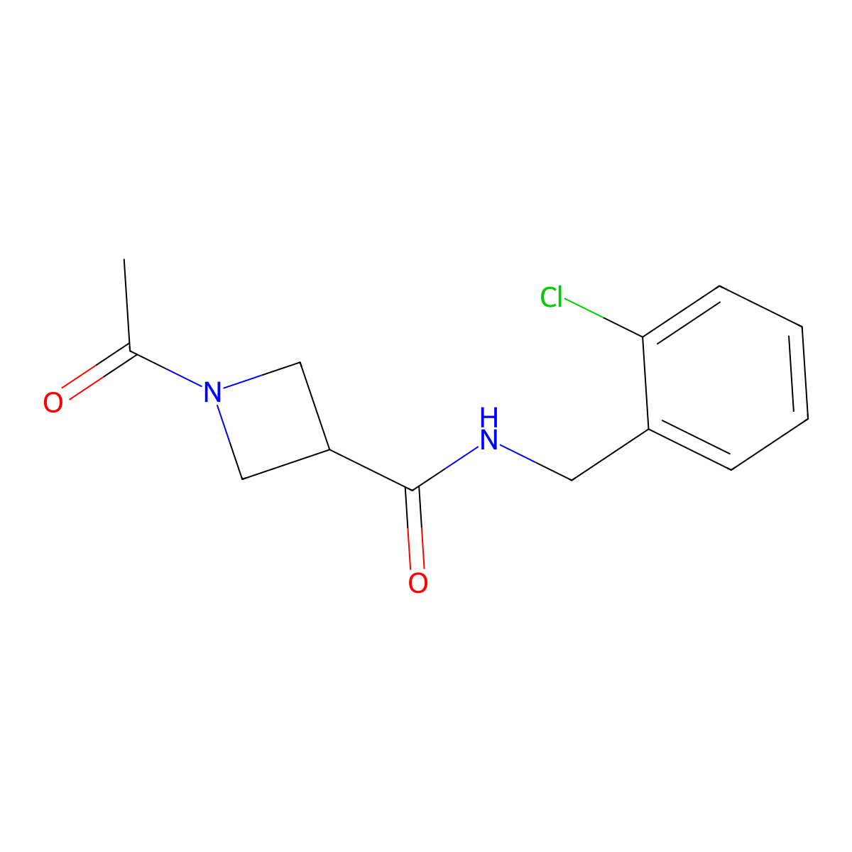 1-acetyl-N-(2-chlorobenzyl)azetidine-3-carboxamide molecular structure, CAS 1396873-38-3