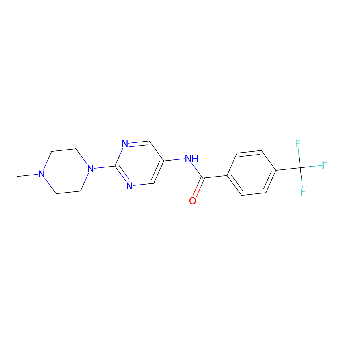 N-[2-(4-methylpiperazin-1-yl)pyrimidin-5-yl]-4-(trifluoromethyl)benzamide molecular structure, CAS 1396873-40-7