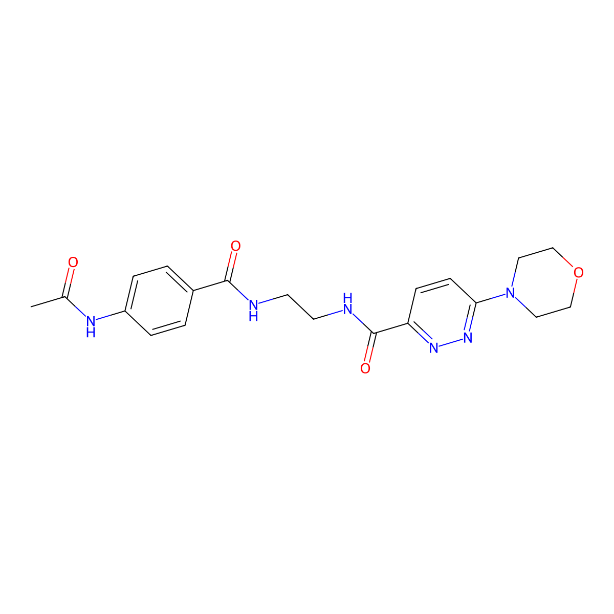 N-(2-(4-acetamidobenzamido)ethyl)-6-morpholinopyridazine-3-carboxamide molecular structure, CAS 1396873-41-8