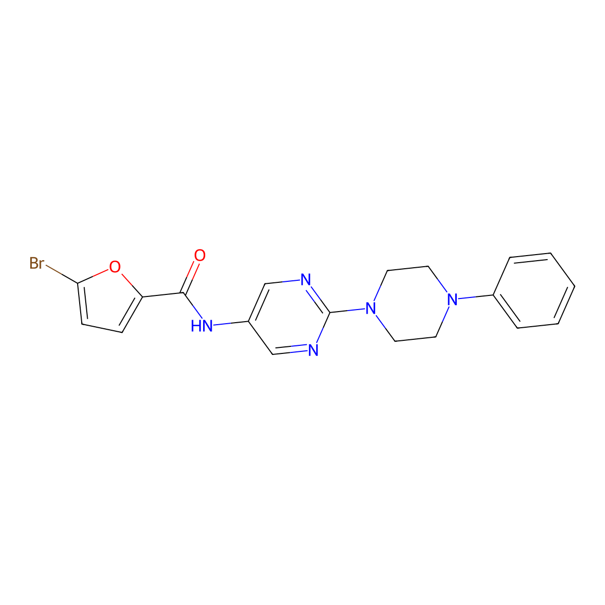 5-bromo-N-[2-(4-phenylpiperazin-1-yl)pyrimidin-5-yl]furan-2-carboxamide molecular structure, CAS 1396873-47-4