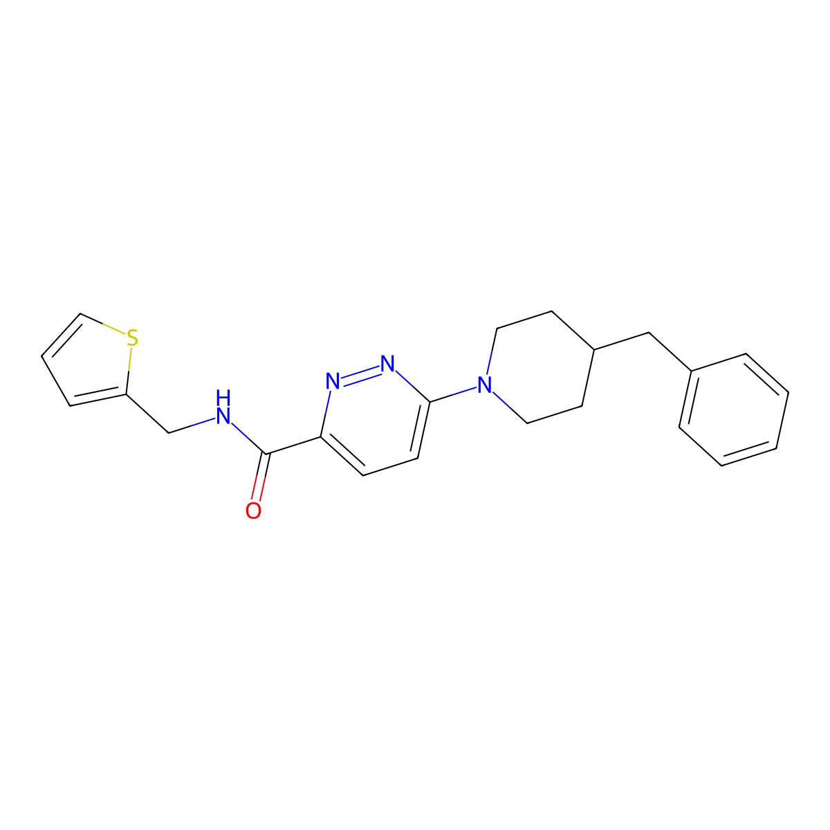 6-(4-benzylpiperidin-1-yl)-N-(thiophen-2-ylmethyl)pyridazine-3-carboxamide molecular structure, CAS 1396873-48-5