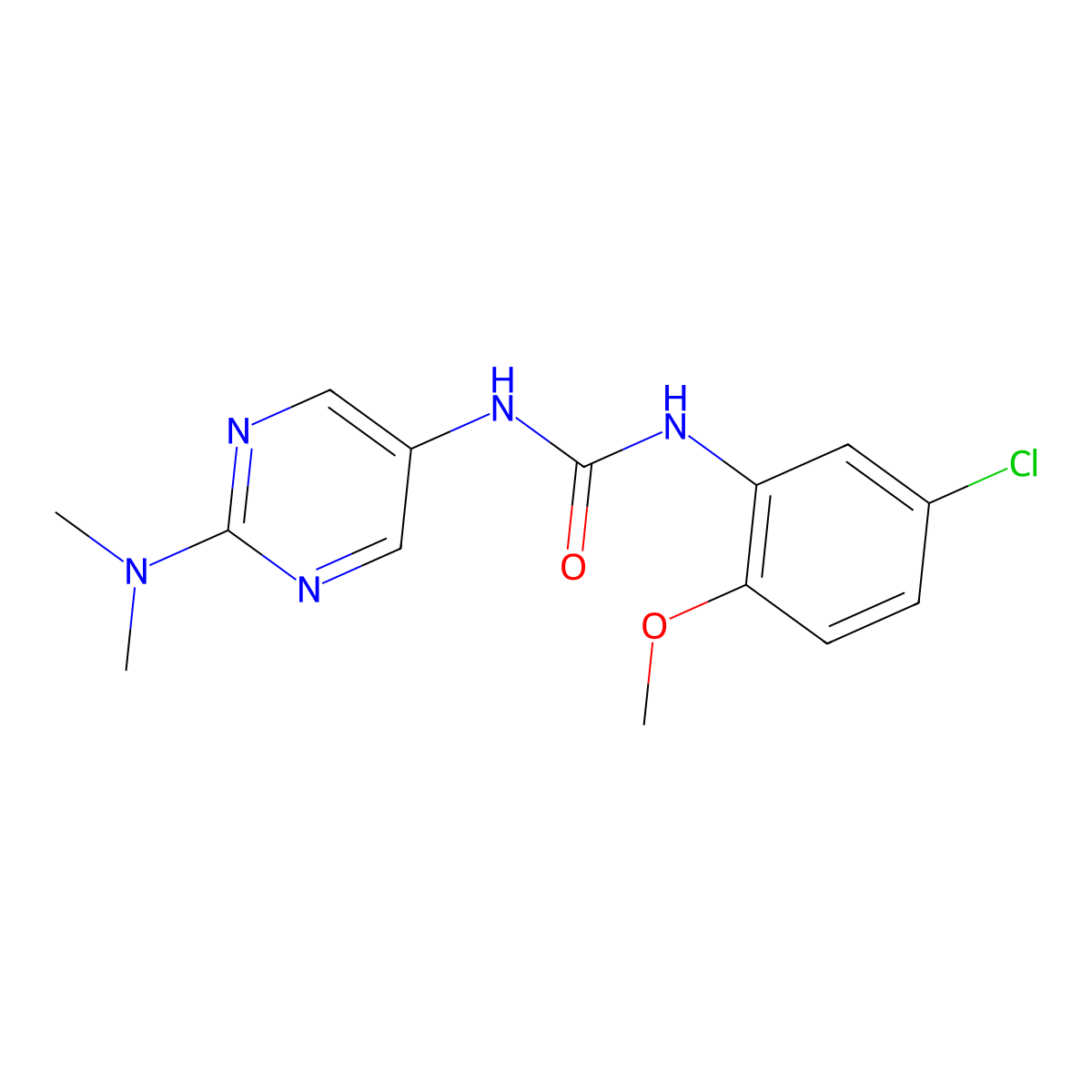 1-(5-Chloro-2-methoxyphenyl)-3-(2-(dimethylamino)pyrimidin-5-yl)urea molecular structure, CAS 1396873-69-0