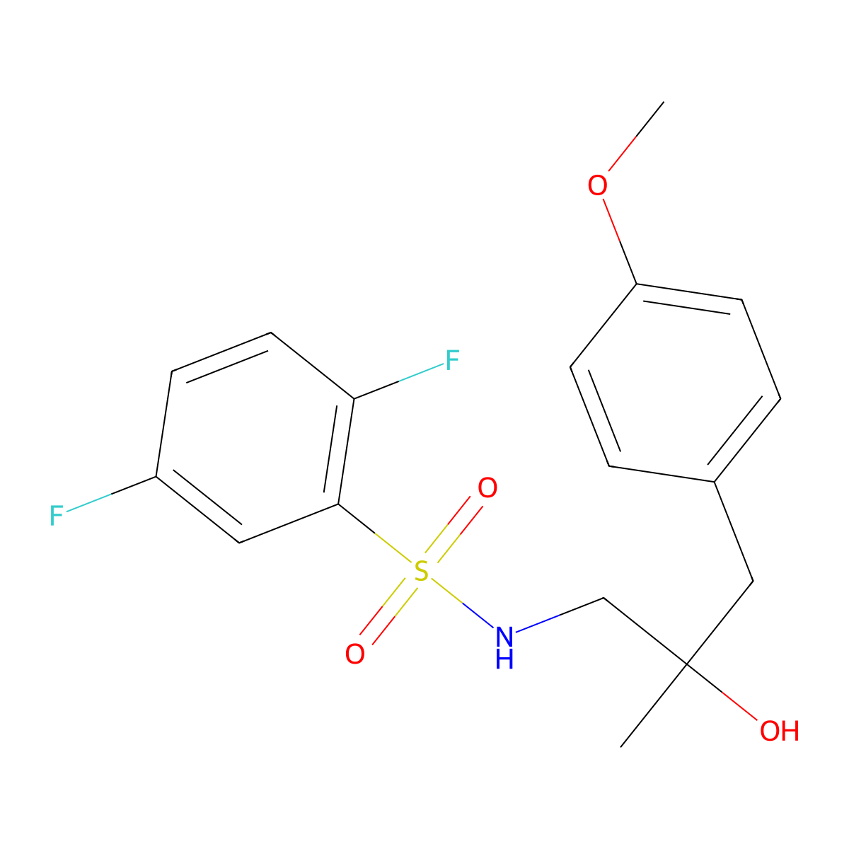 2,5-difluoro-N-[2-hydroxy-3-(4-methoxyphenyl)-2-methylpropyl]benzene-1-sulfonamide molecular structure, CAS 1396873-72-5