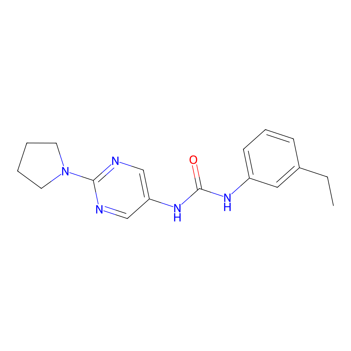 1-(3-Ethylphenyl)-3-[2-(pyrrolidin-1-yl)pyrimidin-5-yl]urea molecular structure, CAS 1396873-75-8