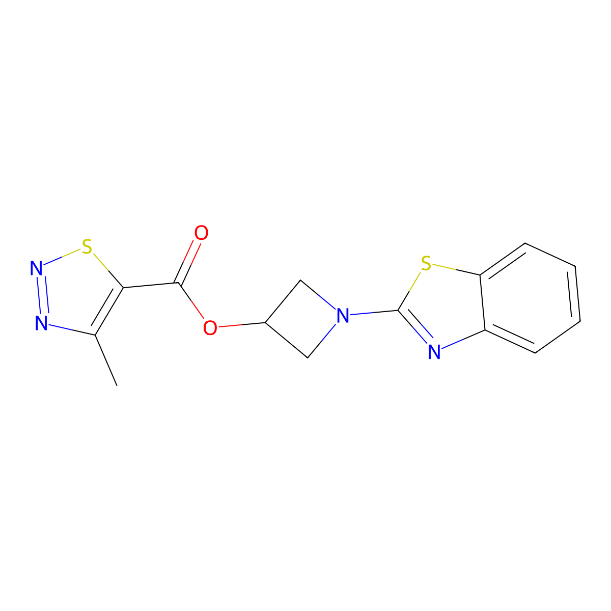 1-(Benzo[d]thiazol-2-yl)azetidin-3-yl 4-methyl-1,2,3-thiadiazole-5-carboxylate molecular structure, CAS 1396873-76-9