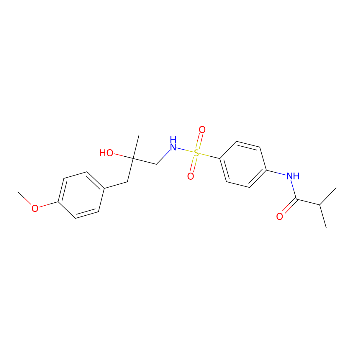 N-(4-(N-(2-hydroxy-3-(4-methoxyphenyl)-2-methylpropyl)sulfamoyl)phenyl)isobutyramide molecular structure, CAS 1396873-78-1