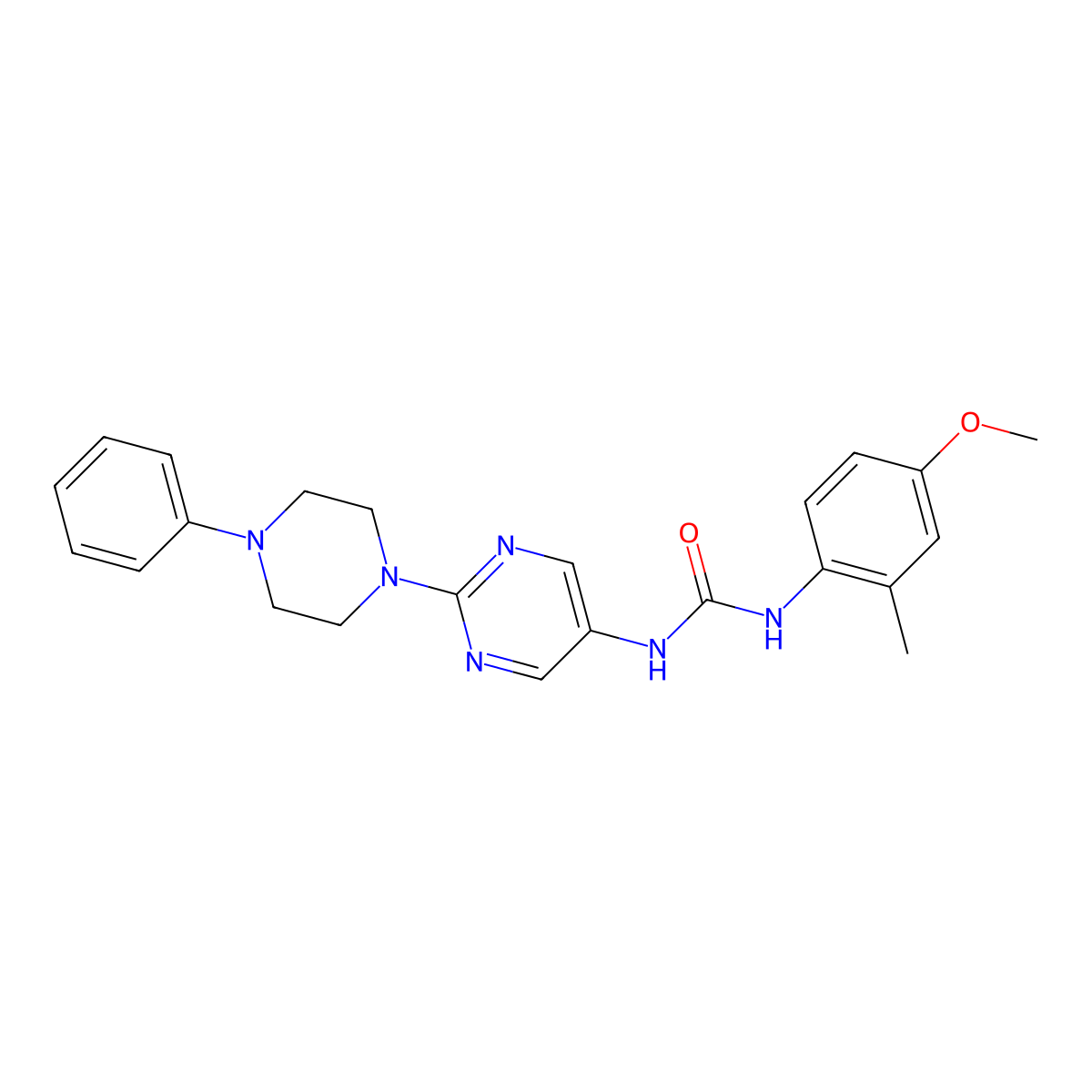 1-(4-Methoxy-2-methylphenyl)-3-[2-(4-phenylpiperazin-1-yl)pyrimidin-5-yl]urea molecular structure, CAS 1396873-92-9