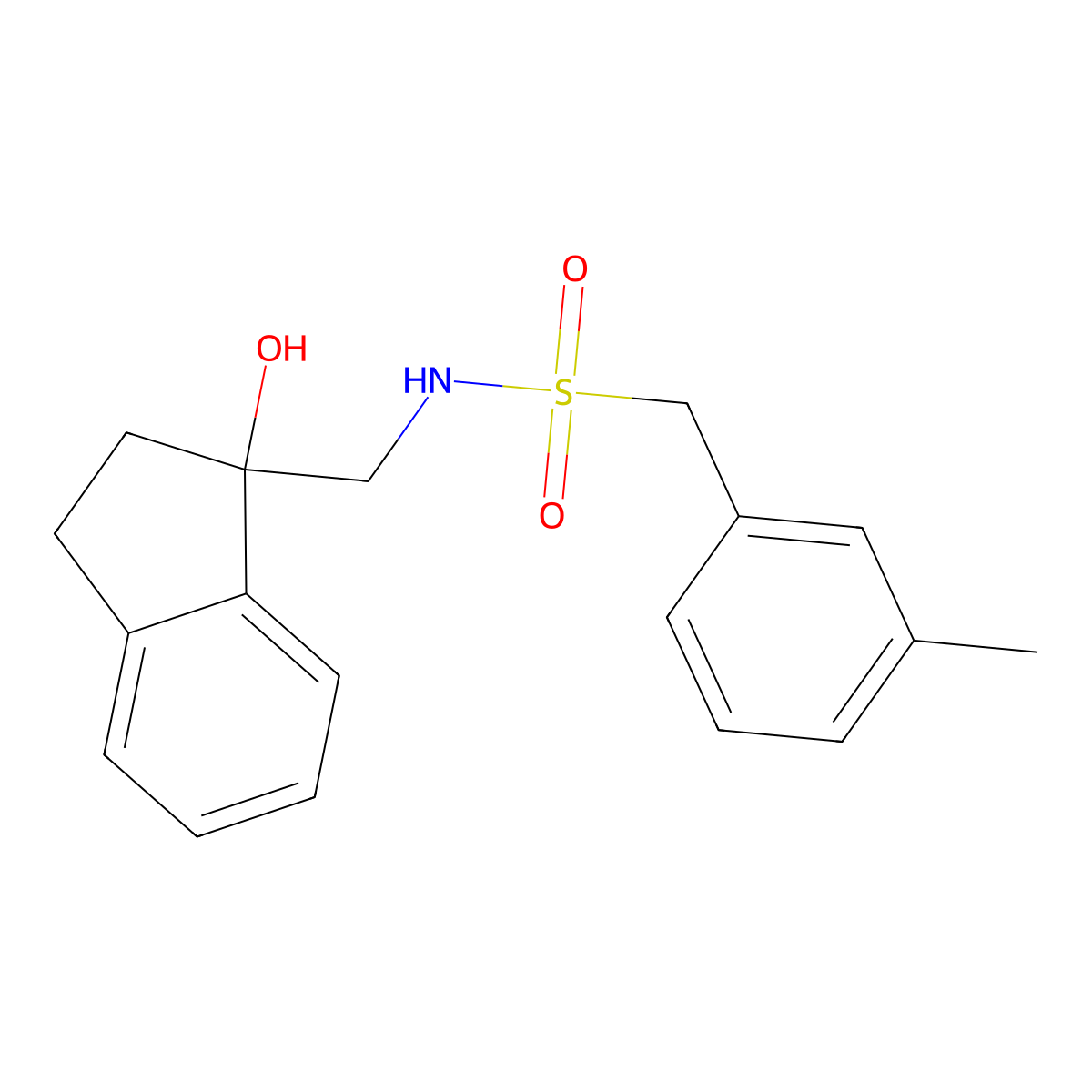 N-((1-hydroxy-2,3-dihydro-1H-inden-1-yl)methyl)-1-(m-tolyl)methanesulfonamide molecular structure, CAS 1396873-93-0
