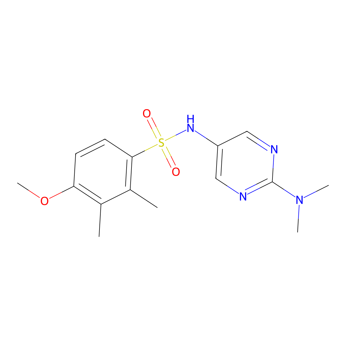N-(2-(dimethylamino)pyrimidin-5-yl)-4-methoxy-2,3-dimethylbenzenesulfonamide molecular structure, CAS 1396874-01-3