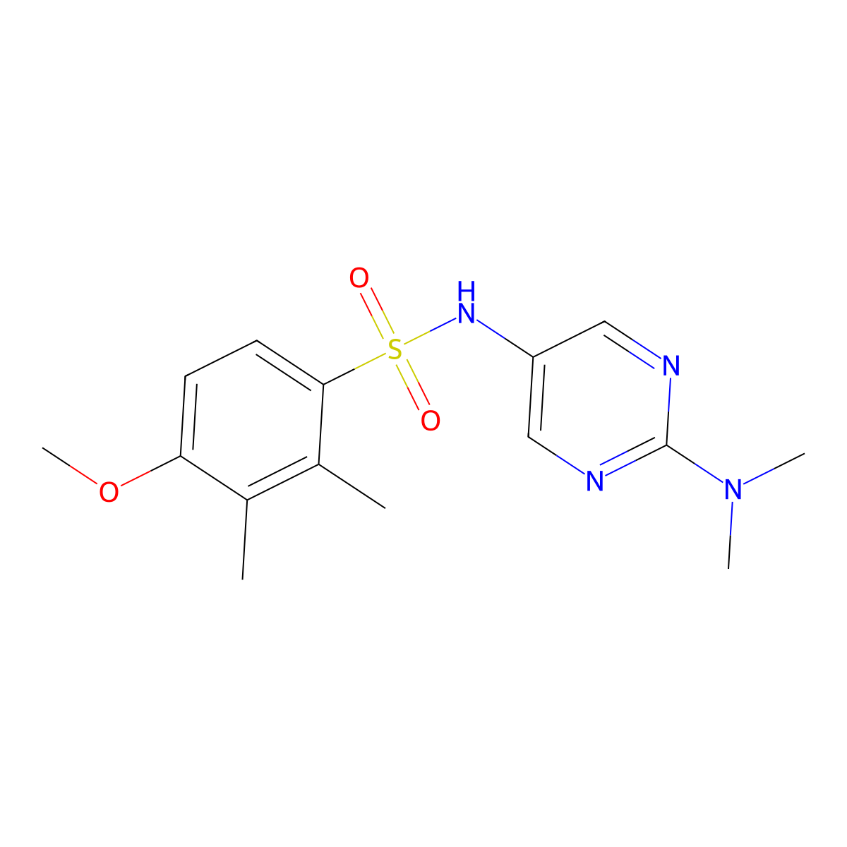 N-(2-(dimethylamino)pyrimidin-5-yl)-4-methoxy-2,3-dimethylbenzenesulfonamide molecular structure, CAS 1396874-01-3