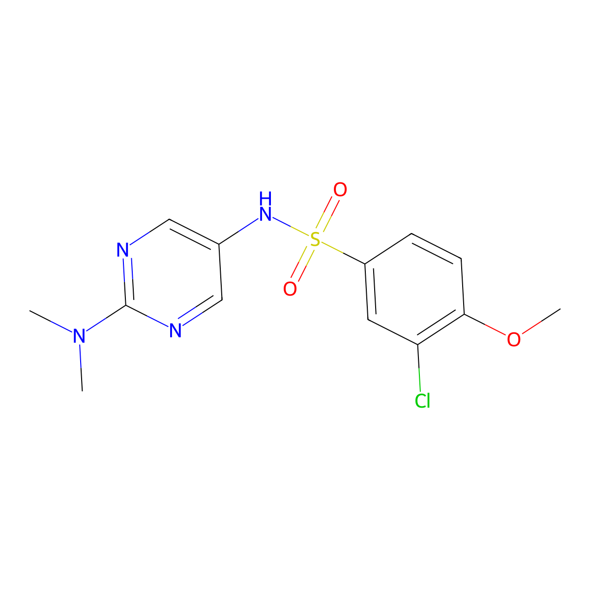 3-chloro-N-(2-(dimethylamino)pyrimidin-5-yl)-4-methoxybenzenesulfonamide molecular structure, CAS 1396874-05-7