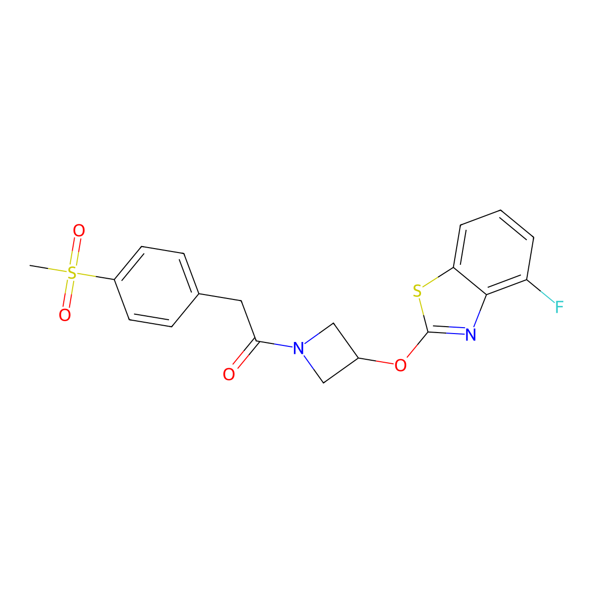 1-(3-((4-Fluorobenzo[d]thiazol-2-yl)oxy)azetidin-1-yl)-2-(4-(methylsulfonyl)phenyl)ethanone molecular structure, CAS 1396874-11-5