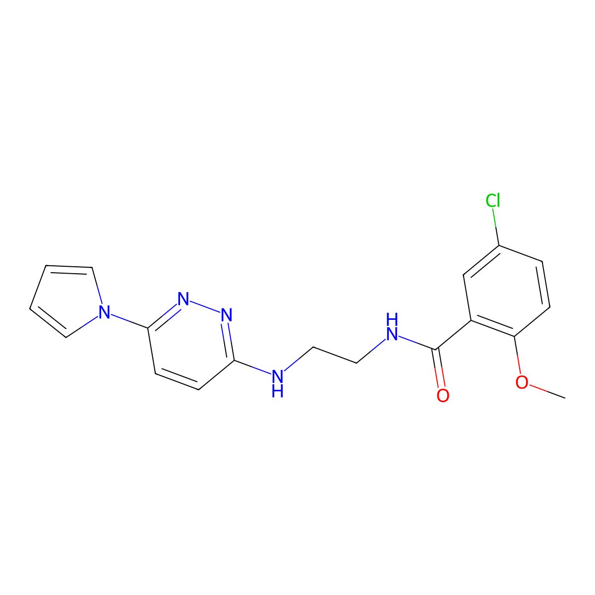 N-(2-((6-(1H-pyrrol-1-yl)pyridazin-3-yl)amino)ethyl)-5-chloro-2-methoxybenzamide molecular structure, CAS 1396874-13-7
