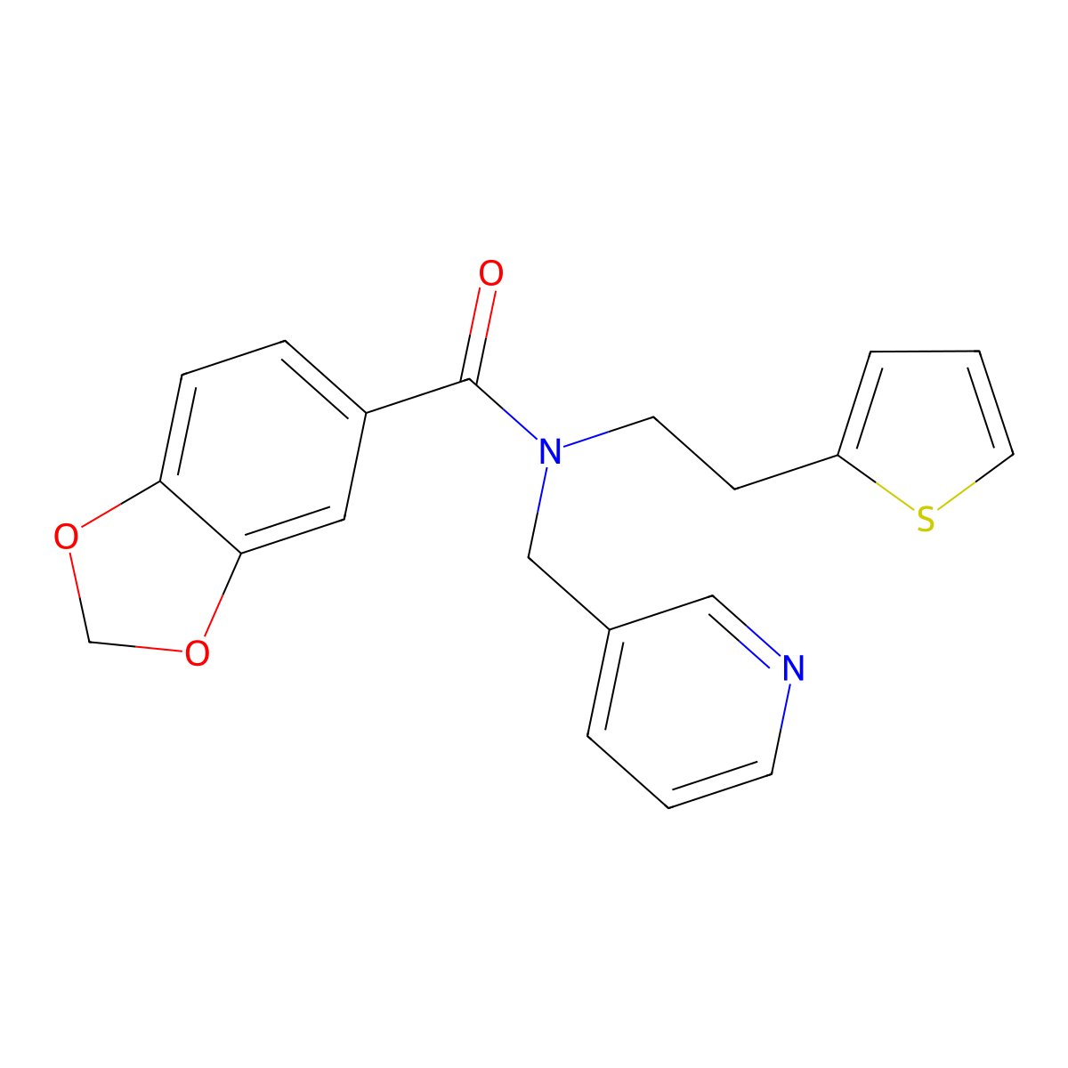 N-(pyridin-3-ylmethyl)-N-(2-(thiophen-2-yl)ethyl)benzo[d][1,3]dioxole-5-carboxamide molecular structure, CAS 1396874-17-1