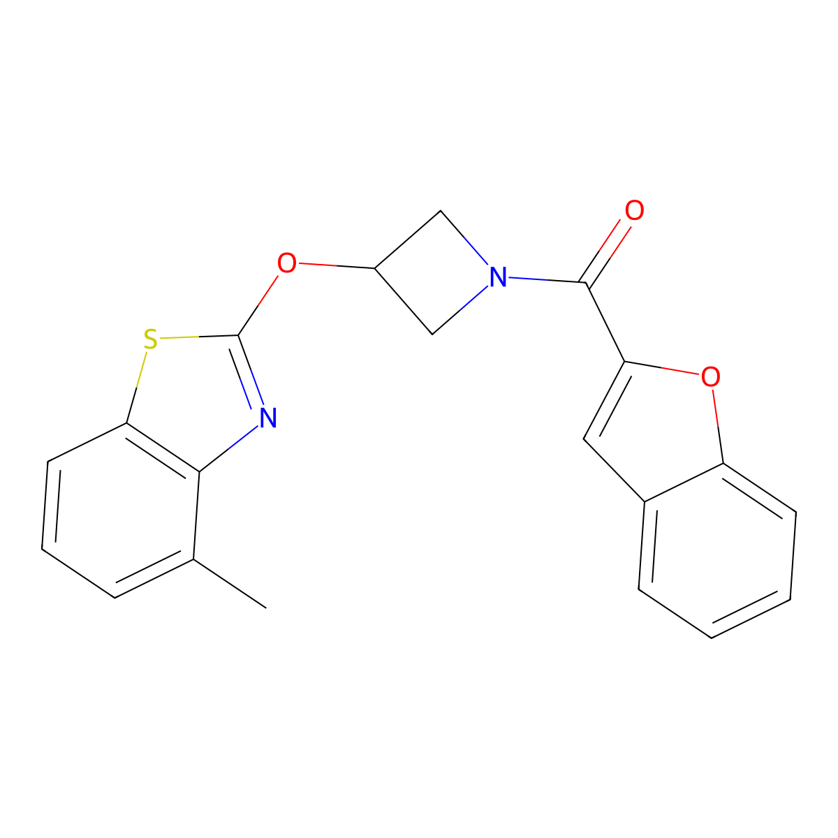 Benzofuran-2-yl(3-((4-methylbenzo[d]thiazol-2-yl)oxy)azetidin-1-yl)methanone molecular structure, CAS 1396874-27-3