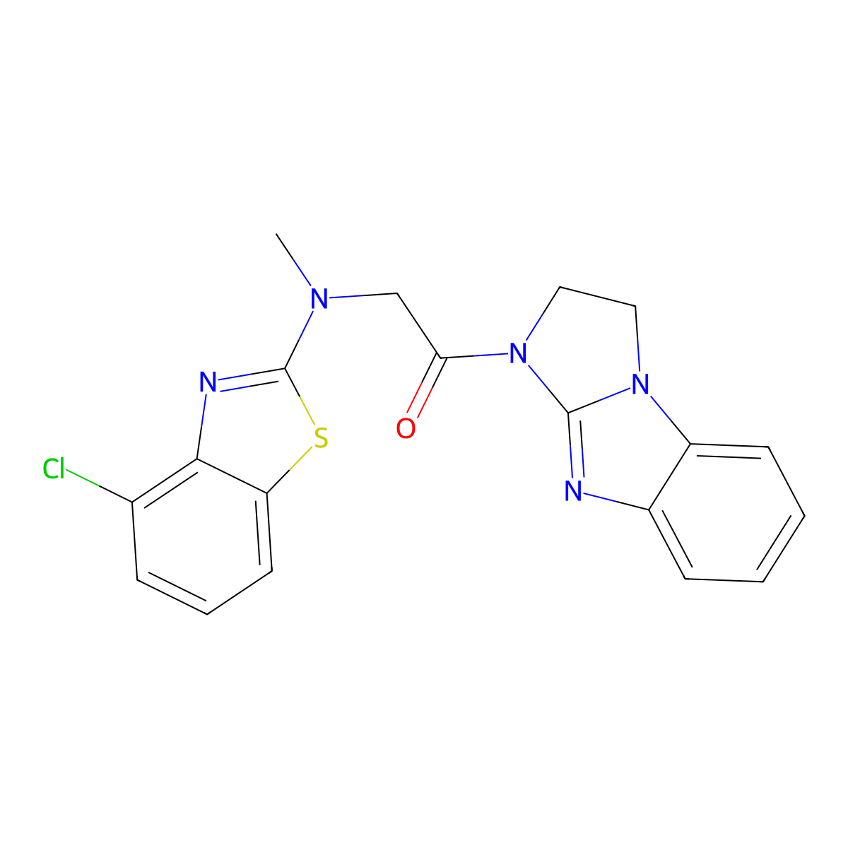 2-((4-chlorobenzo[d]thiazol-2-yl)(methyl)amino)-1-(2,3-dihydro-1H-benzo[d]imidazo[1,2-a]imidazol-1-yl)ethanone molecular structure, CAS 1396874-29-5